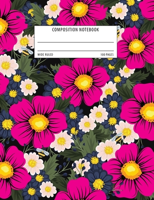 Composition Notebook: Wide Ruled School Exercise Book - Pretty Summer Flowers - Leckey Notebooks