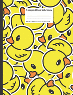 Composition Notebook: Yellow Rubber Ducks Cute Cartoon Design Cover 100 College Ruled Lined Pages Size (7.44 x 9.69)