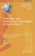 Computer and Computing Technologies in Agriculture V: 5th IFIP TC 5/SIG 5.1 International Conference, CCTA 2011, Beijing, China, October 29-31, 2011, Proceedings, Part I