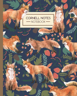 Cornell Notes Notebook: Cute Red Foxes & Floral - Journal Note Taking System - Gift Idea for School Students College University (8"x10" 120 Pages)