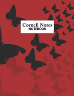 Cornell Notes Notebook: Efficient Note Taking System For College and University Students: Black Butterflies on Red