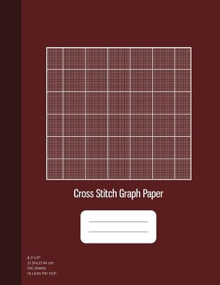 Cross Stitch Graph Paper: 14 Lines Per Inch, Graph Paper for Embroidery and Needlework, 8.5''x11'', 100 Sheets, Burgundy Cover - Publishing, Graphyco