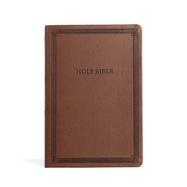CSB Large Print Thinline Bible, Brown Leathertouch