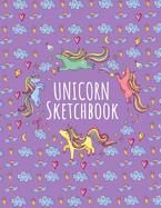 Cute Unicorn Kawaii Sketchbook: 106 blank pages of high quality white paper, 8.5" x 11"cute premium matte cover