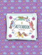 Cute Unicorn Kawaii Sketchbook: 107 blank pages of high quality white paper, 8.5" x 11"cute premium matte cover