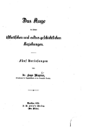 Das Auge in seinen sthetischen und Cultur-geschichtlichen Beziehungen