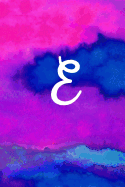 E: Letter E Monogram, Pink Purple & Blue Watercolor Writing Notebook with Personal Name E Initial Journal Cover, 6x9 Inch Lined College Ruled Paper, Perfect Bound Matte Soft Cover Diary