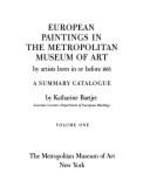 European Paintings in the Metropolitan Museum of Art: A Summary Catalogue - Baetjer, Katharine