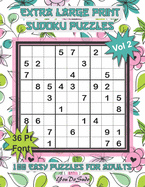 Extra Large Print Sudoku Puzzles: 100 Easy Puzzles for Adults and Seniors: Lovely Modern Pink and Green Floral Themed Sudoku Gift For Women (Floral Series, Vol. 2)