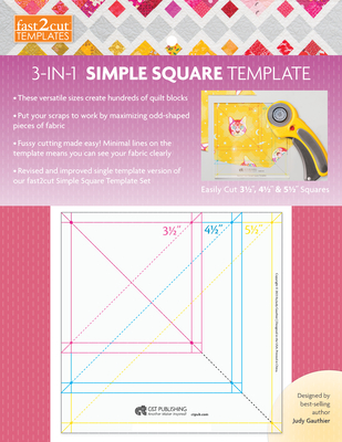 fast2cut 3-in-1 Simple Square Template: Easily Cut 3 12 ", 4 12 " & 5 12 " Squares - Gauthier, Judy