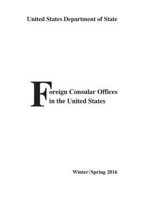 Foreign Consular Offices in the United States: Winter/Spring 2016 - Press, Bernan