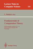Fundamentals of Computation Theory: 8th International Conference, Fct '91, Gosen, Germany, September 9-13, 1991. Proceedings