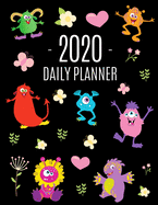 Fuzzy Monsters Planner 2020: Cute 2020 Daily Organizer: January - December (with Monthly Spread) For School, Work, Appointments & Goals Large Funny Pretty Scary Creature Year Agenda with Butterfly & Hearts Beautiful Blue Yellow Red Weekly Scheduler