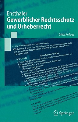 Gewerblicher Rechtsschutz Und Urheberrecht - Ensthaler, Jrgen