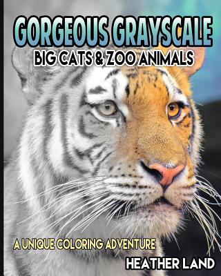 Gorgeous Grayscale: Big Cats & Zoo Animals: Adult Coloring Book - Land, Heather