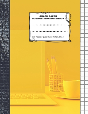 Graph Paper Composition Notebook: 110 Pages - Quad Ruled 4x4 - 8.5" x 11" Yellow Large Notebook with Grid Paper - Math Notebook For Students - Notebooks, Exciting
