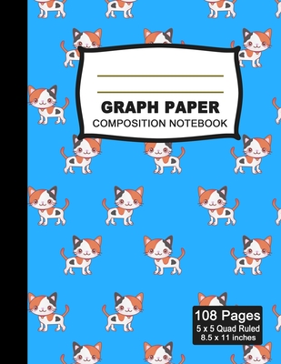 Graph Paper Composition Notebook: Beautiful 8.5 x 11 inch Quad Ruled 5 x 5 square grid journal five squares per inch graphing paper, (Notebooks for Math and Science School and College students) - Cute Cat Pattern Notebook (Office & School Essential) - Notebooks, Zoo Spirit
