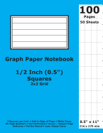 Graph Paper Notebook: 0.5 Inch (1/2 in) Squares; 8.5" x 11"; 21.6 cm x 27.9 cm; 100 Pages; 50 Sheets; 2x2 Quad Ruled Grid; White Paper; Red Glossy Cover; Journal