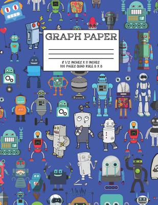 Graph Paper: Notebook Cute Robot Robotic Pattern Cover Graphing Paper Composition Book Cute Pattern Cover Graphing Paper Composition Book - Notebook, Majestical