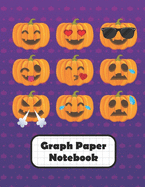 Graph Paper Notebook: Pumpkin Emoji Grid Paper Quad Ruled 4 Squares Per Inch Large Graphing Paper 8.5 By 11