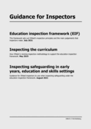 Guidance for Inspectors: Education inspection framework (EIF), Inspecting the curriculum, Inspecting safeguarding in early years education and skills settings