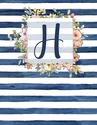 H: Letter H Monogram Initial Notebook 8.5 x 11 - 100 pages, Dot Bullet Grid Pages Watercolor Floral Notebook - Binds, Personal