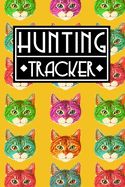 Hunting Tracker: Cute Colorful Animal Cat Pattern in Yellow Cover Gift