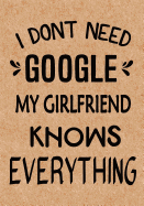 I Don't Need Google My Girlfriend Knows Everything: Journal, Diary, Inspirational Lined Writing Notebook - Funny Boyfriend Birthday Gifts Ideas - Humoros Gag Gift for Men