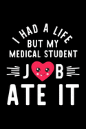 I Had A Life But My Medical Student Job Ate It: Hilarious & Funny Journal for Medical Student - Funny Christmas & Birthday Gift Idea for Medical Student - Medical Student Notebook - 100 pages 6x9 inches