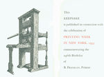 The Way to Wealth. Preface to Poor Richard Improved, 1758. Keepsake Printed in Connection With the Celebration of Printing Week in New York, 1953, Commemorating the 246th Birthday of Benjamin Franklin