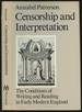 Censorship and Interpretation: the Conditions of Writing and Reading in Early Modern England