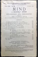 Mind, a Quarterly Review, Vol. Lxiii No. 252, October 1954