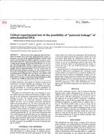 Critical Experimental Test of the Possibility of "Paternal Leakage" of Mitochondrial Dna By Robert a. Lansman, John C. Avise, and Milton D. Huettel