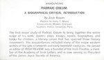 Announcing Padraic Colum: a Biographical-Critical Introduction (Announcement Card Only, No Book)