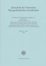 Zeitschrift Der Deutschen Morgenlndischen Gesellschaft. Band 172-Heft 1, 2022
