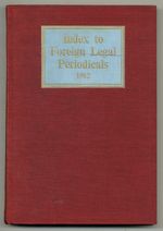 Index to Foreign Legal Periodicals  Volume 3, 1962