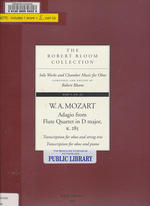 Adagio From Flute Quartet in D Major, K. 285: Transcription for Oboe and String Trio, Transcription for Oboe and Piano