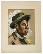 Pastel Portrait of an African-American Man in a Hat