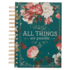 Christian Art Gifts Journal W/Scripture for Women With God All Things Mathew 19: 26 Bible Verse Teal/Roses 192 Ruled Pages, Large Hardcover Notebook, W (Spiral Bound, Comb Or Coil)