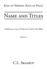 Name and Titles: A Reference List of Titles for God in the Bible