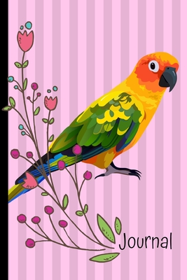 Journal: Sun Conure Bird Pink Journal Lined Blank Paper Diary - Stationary, Happytails