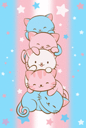 Kawaii Cat Notebook: Cute Transgender Pride Flag Kitty Anime College Ruled Lined Journal, 6x9