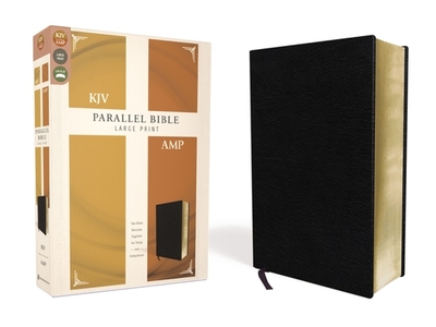 KJV, Amplified, Parallel Bible, Large Print, Bonded Leather, Black, Red Letter: Two Bible Versions Together for Study and Comparison - Zondervan