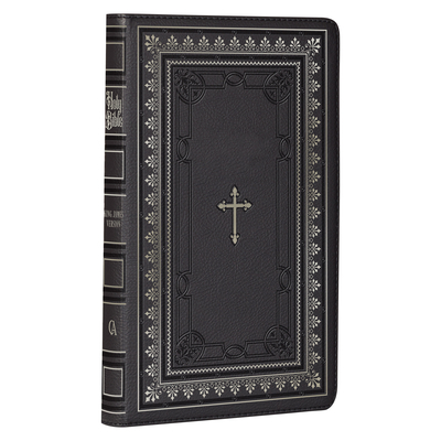 KJV Holy Bible Standard Size Faux Leather Red Letter Edition - Thumb Index & Ribbon Marker, King James Version, Black/Gold Cross - Christian Art Gifts (Creator)