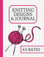 Knitting Designs & Journal: Knitting Journal to Write In, Half Lined Paper, Half Graph Paper (4:5 Ratio) (Red, Blue Design)
