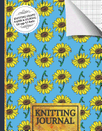 Knitting Journal: Blue and Yellow Sunflower Knitting Journal: Half Lined Paper, Half Graph Paper (4:5 Ratio) Great Knitting Gift