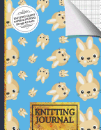 Knitting Journal: Blue Bunny Rabbit Knitting Journal: Half Lined Paper, Half Graph Paper (4:5 Ratio)