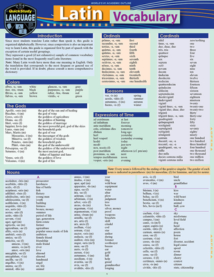 Latin Vocabulary: a QuickStudy Laminated Reference Guide - Jacobs, Rachel, and Arnet, Liliane