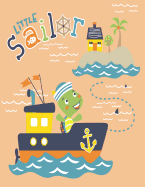 Little Sailor: Little Turtle Sailor on Orange Cover and Dot Graph Line Sketch Pages, Extra Large (8.5 X 11) Inches, 110 Pages, White Paper, Sketch, Draw and Paint