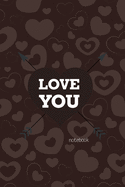 Love You Notebook, Blank Write-in Journal, Dotted Lines, Wide Ruled, Medium (A5) 6 x 9 In (Blue)